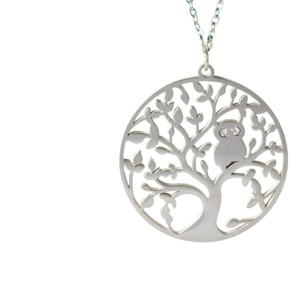 AFRA JEW TREE SILVER STAINLESS STEEL NECKLACE - Image 4