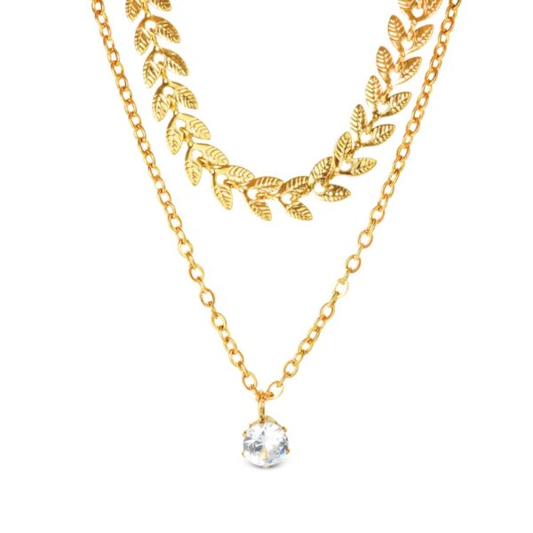 AFRA JEW ELEGANTE GOLD STAINLESS STEEL NECKLACE - Image 2