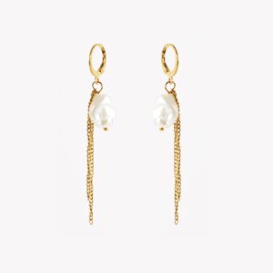 AFRA JEW DANGLING GOLD STAINLESS STEEL EARRING