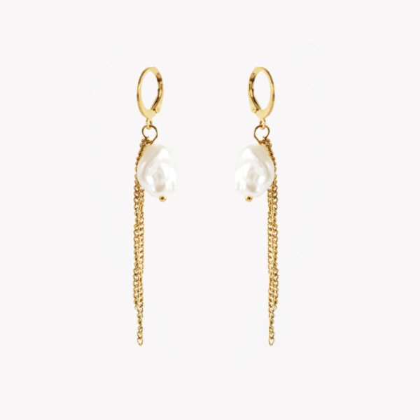 AFRA JEW DANGLING GOLD STAINLESS STEEL EARRING
