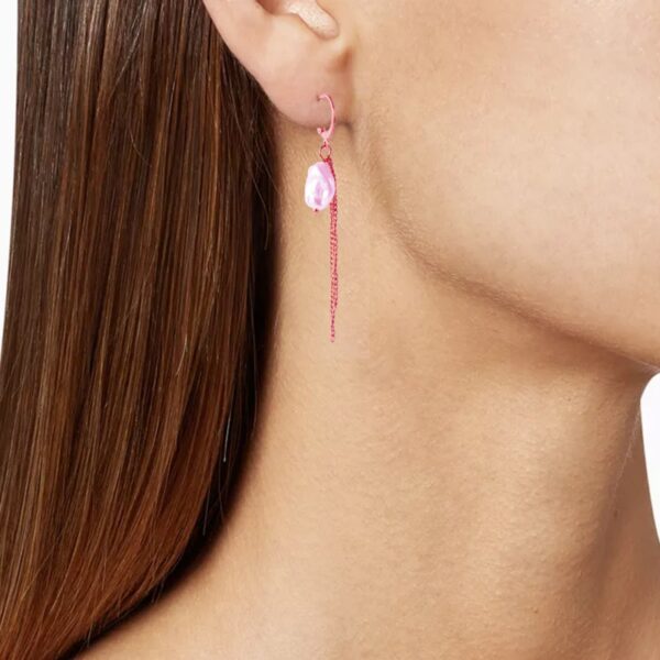 AFRA JEW DANGLING ROSEGOLD STAINLESS STEEL EARRING - Image 2