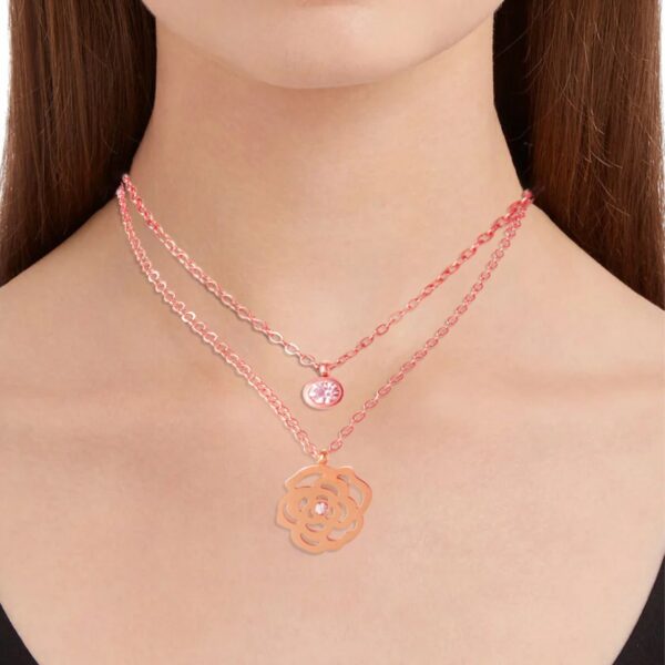 AFRA JEW ROSETTE ROSEGOLD STAINLESS STEEL NECKLACE - Image 3