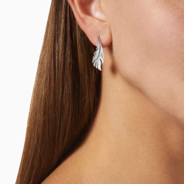 AFRA JEW PALMETTE SILVER STAINLESS STEEL EARRING - Image 2