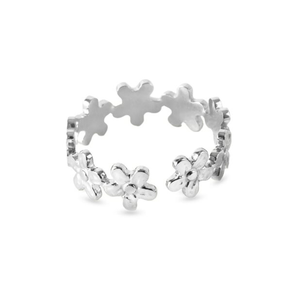 AFRA JEW DAISY SILVER STAINLESS STEEL RING - Image 2