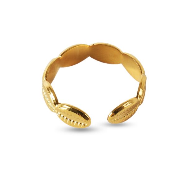 AFRA JEW PALMETTE GOLD STAINLESS STEEL RING - Image 2