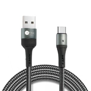 AFRA USB Charging Cable AF-0003TYPC – 2.4A, Nylon-Braided, USB A to Type-C, Tangle-Free & LED