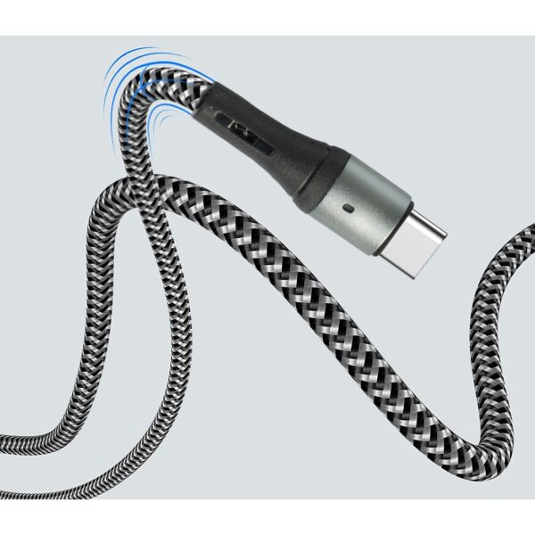 AFRA USB Charging Cable, 2.4A, Nylon-Braided Jacket, With Data Transmission, USB A to Type C, 1 meter length, Durable, Tangle Free, Auto-Disconnect Function, LED Indicator AF-0003TYPC - Image 2