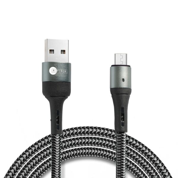AFRA USB Charging Cable AF-0003MUSB – 2.4A, Nylon-Braided, Micro USB, Tangle-Free & LED Indicator